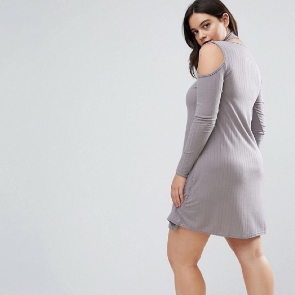 Plus Size Choker Detail Rib Dress - Picture 3 of 5